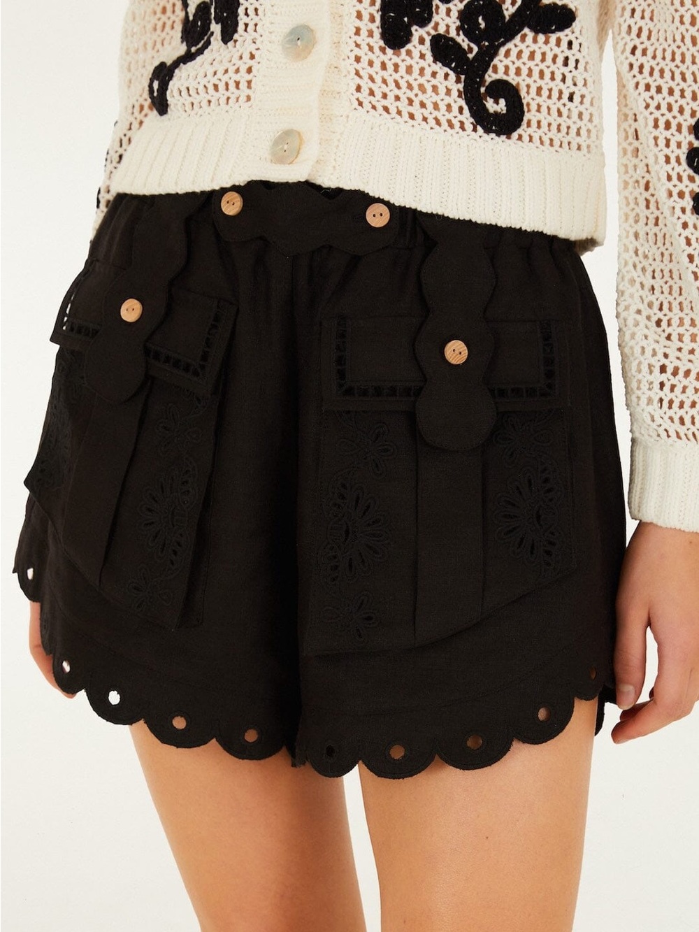 FARM RIO Black Artisanal Short